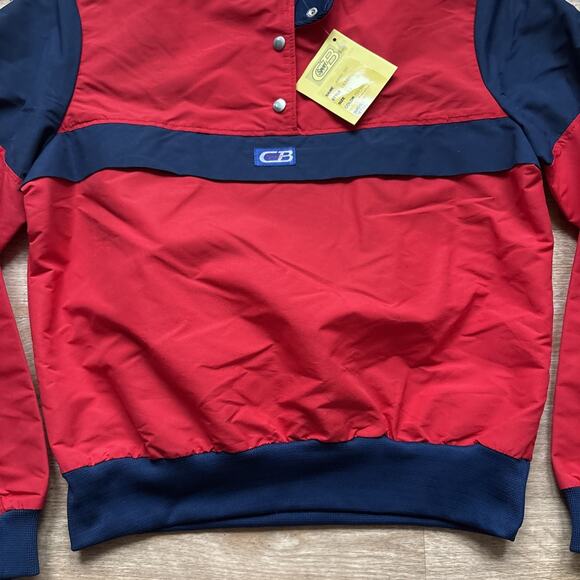 Deadstock Vintage 80s CB Sports Pull Over Light Jacket Red Blue Womens L 1984 - Picture 3 of 10